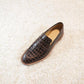 Hand Made Brown Croc Leather Loafers Men's Shoes