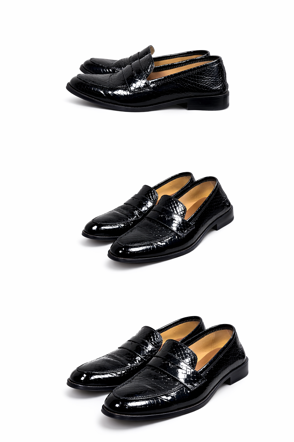 Handmade Loafer Sneak P High Shiny Leather