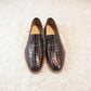 Hand Made Brown Croc Leather Loafers Men's Shoes