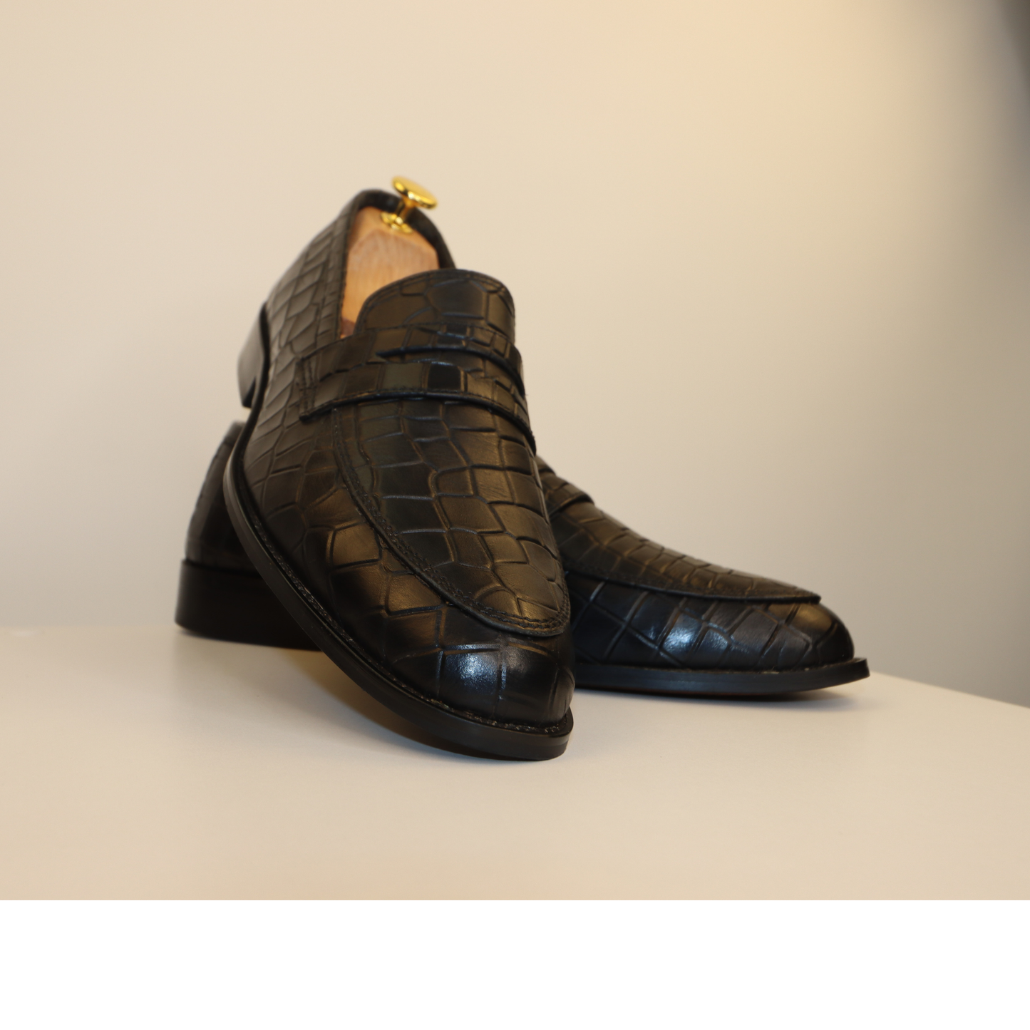Hand Made Black Croc Leather Men's shoes