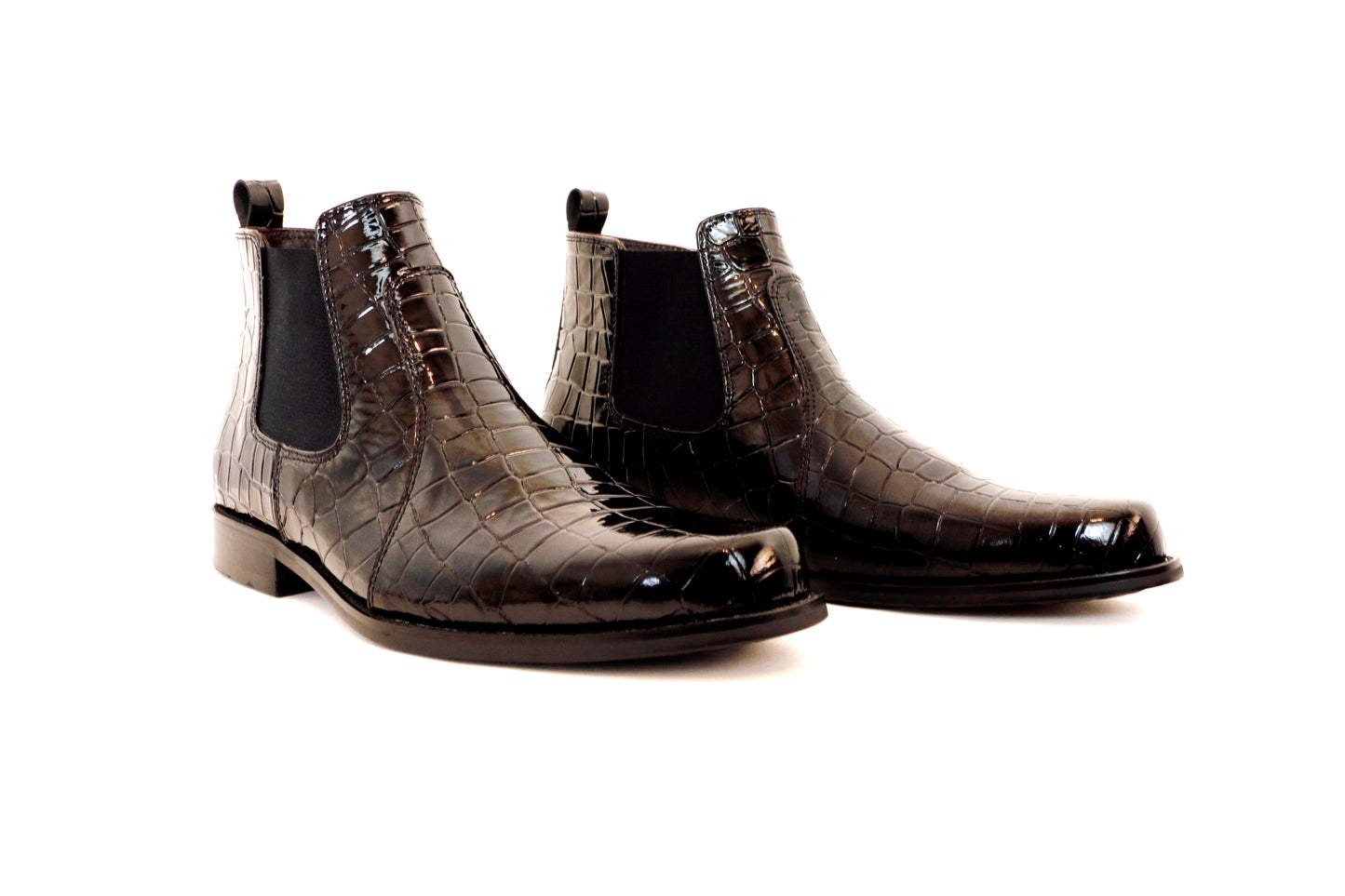 Chelsea Black Croc Leather Boots