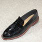 Snaky High Shine Leather Loafer Shoes