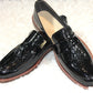 Snaky High Shine Leather Loafer Shoes