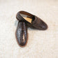 Hand Made Brown Croc Leather Loafers Men's Shoes